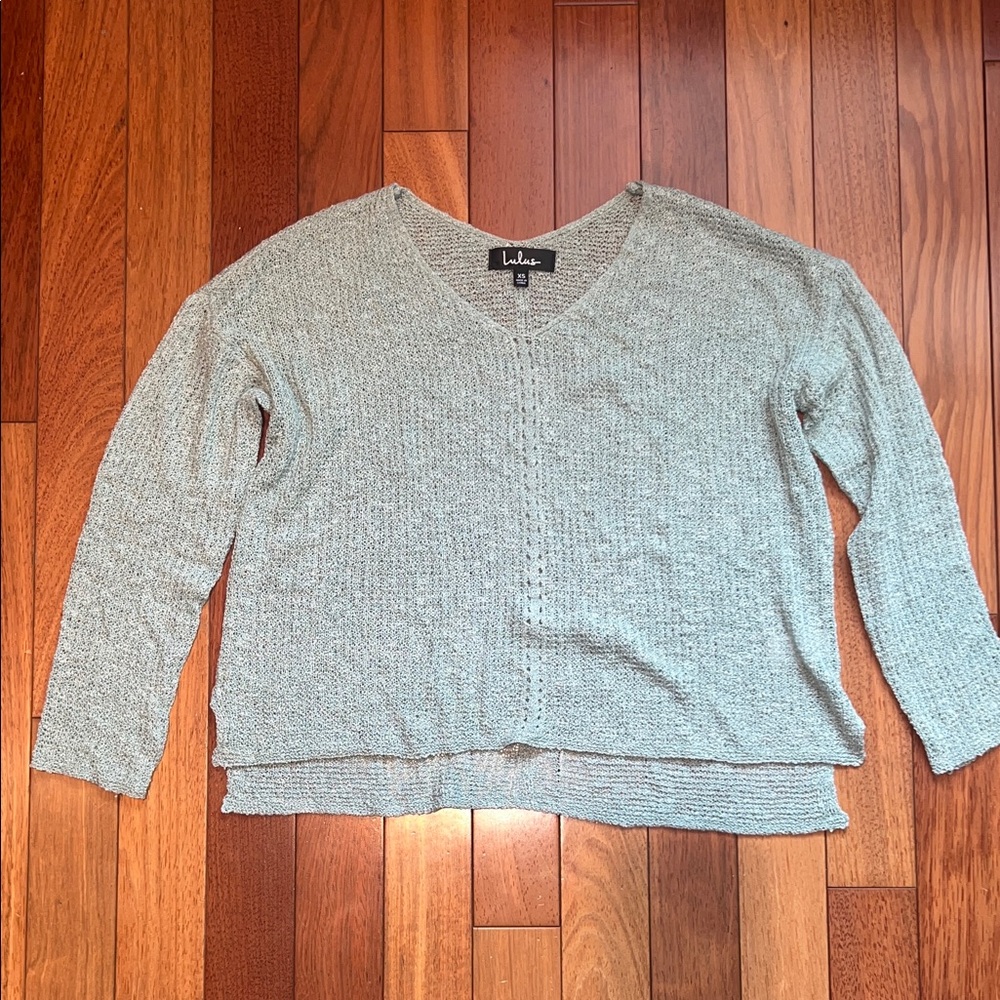 Lulus Getaway Weekend Sage Loose Knit Sweater Top - Size XS